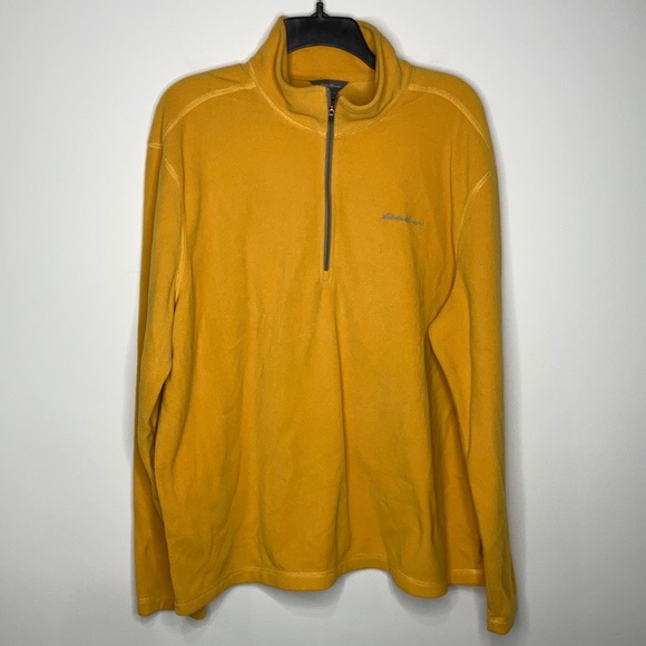 Eddie Bauer yellow fleece quarter zip pullover size XL